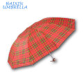 Mercado al por mayor por encargo barato 23 &quot;Scottish Red Grid Fabric Canopy Popular lluvia de los hombres de gran tamaño plegable paraguas fábrica de China